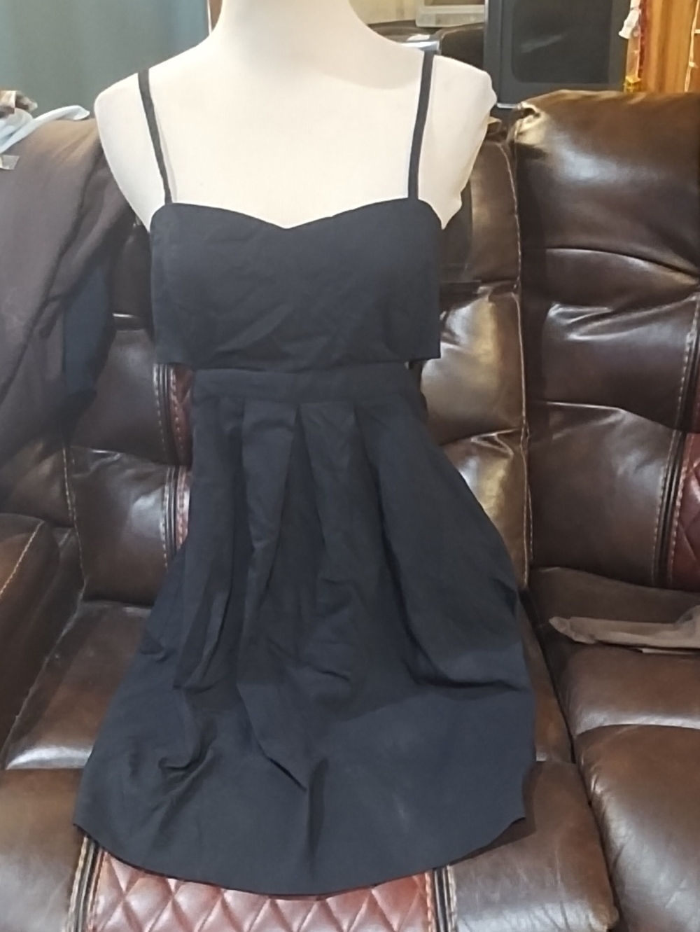Sparkle & Fade Black Cut Out Dress with Spaghetti Straps